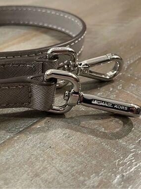 Michael Kors Gray Saffiano Leather Crossbody Strap with Polished Silver Hardware